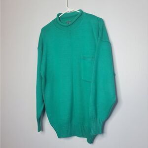 Liz Claiborne M Vintage 90's Mom Oversized Sweater Cotton Knit Teal Green